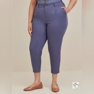 Slim Taper Stretch Linen Blend Mid-Rise Pant